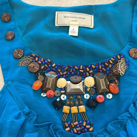 Moulinette Soeurs | Silk‎ Maxi Halter Dress | Teal/Purple | Size 6 - Picture 10 of 14